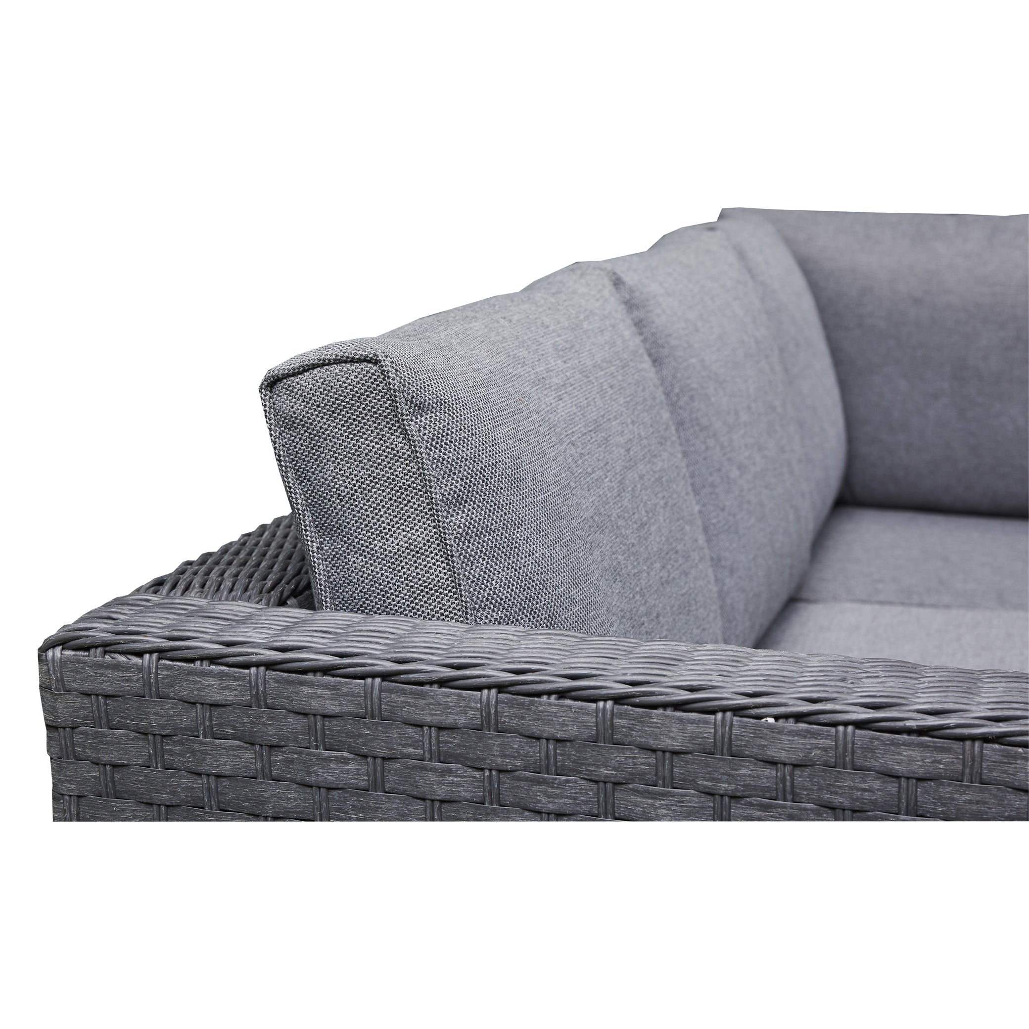 Fiji Grey Rattan Corner Sofa With Ice Bucket Coffee Table