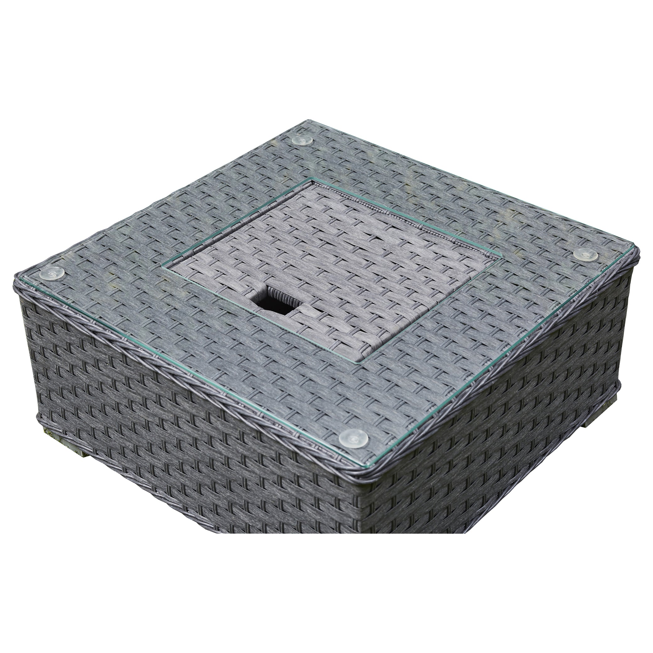 Fiji Grey Rattan Corner Sofa With Ice Bucket Coffee Table