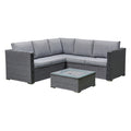 Fiji Grey Rattan Corner Sofa With Ice Bucket Coffee Table