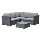 Fiji Grey Rattan Corner Sofa With Ice Bucket Coffee Table