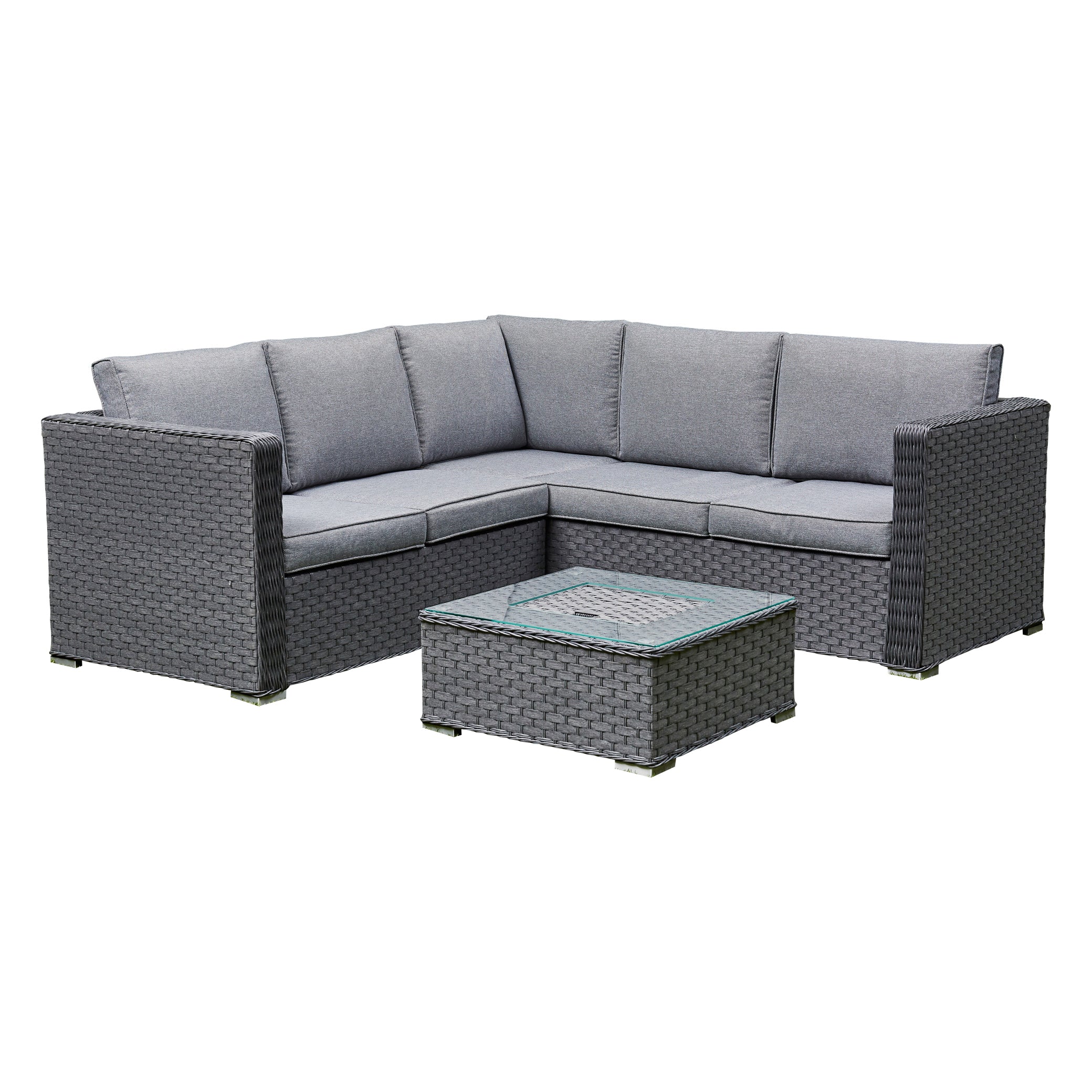 Fiji Grey Rattan Corner Sofa With Ice Bucket Coffee Table