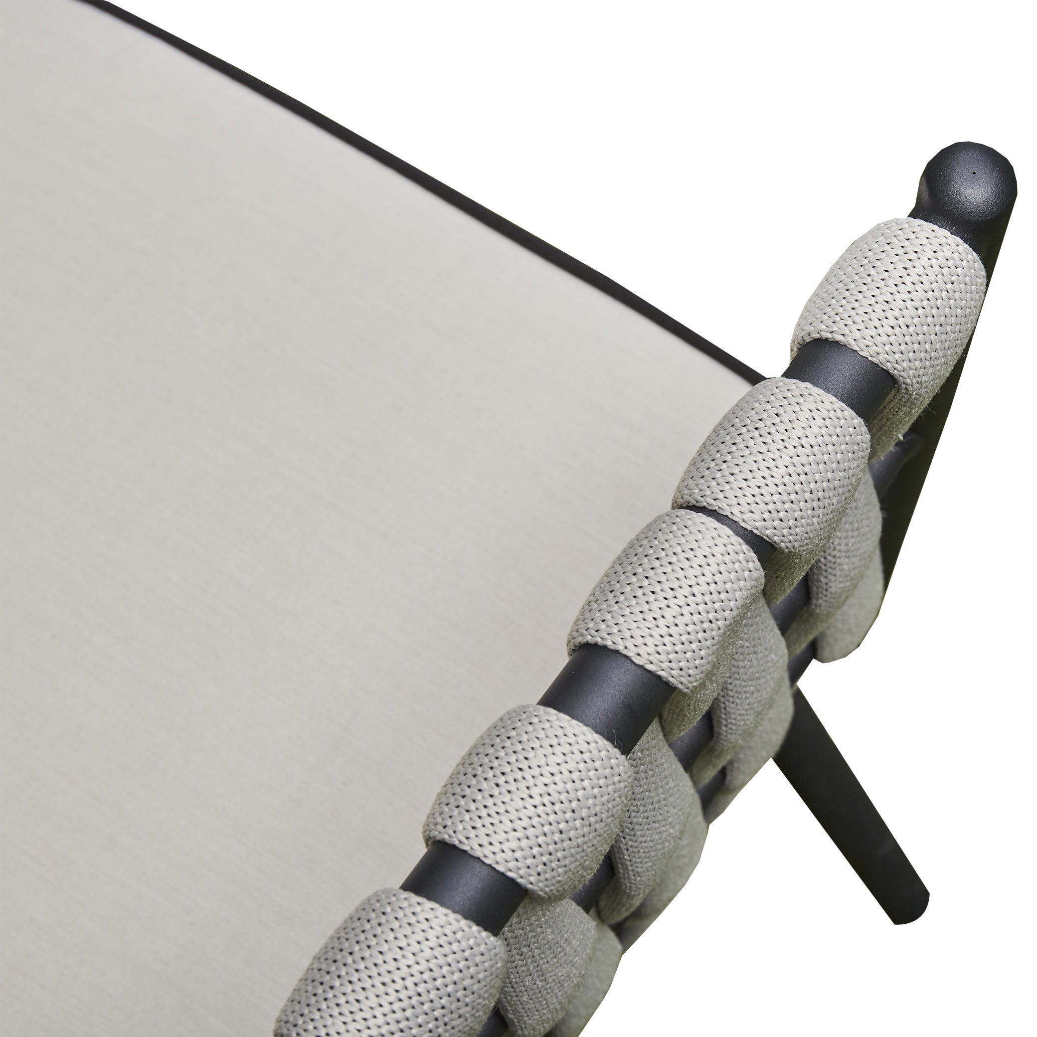 Valencia Aluminum And Rope Sofa Ceramic Coffee Table And Two Arm Chairs