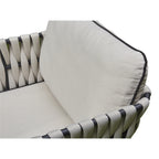 Valencia Aluminum And Rope Sofa Ceramic Coffee Table And Two Arm Chairs