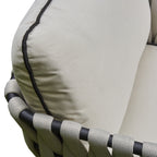 Valencia Aluminum And Rope Sofa Ceramic Coffee Table And Two Arm Chairs