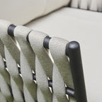 Valencia Aluminum And Rope Sofa Ceramic Coffee Table And Two Arm Chairs