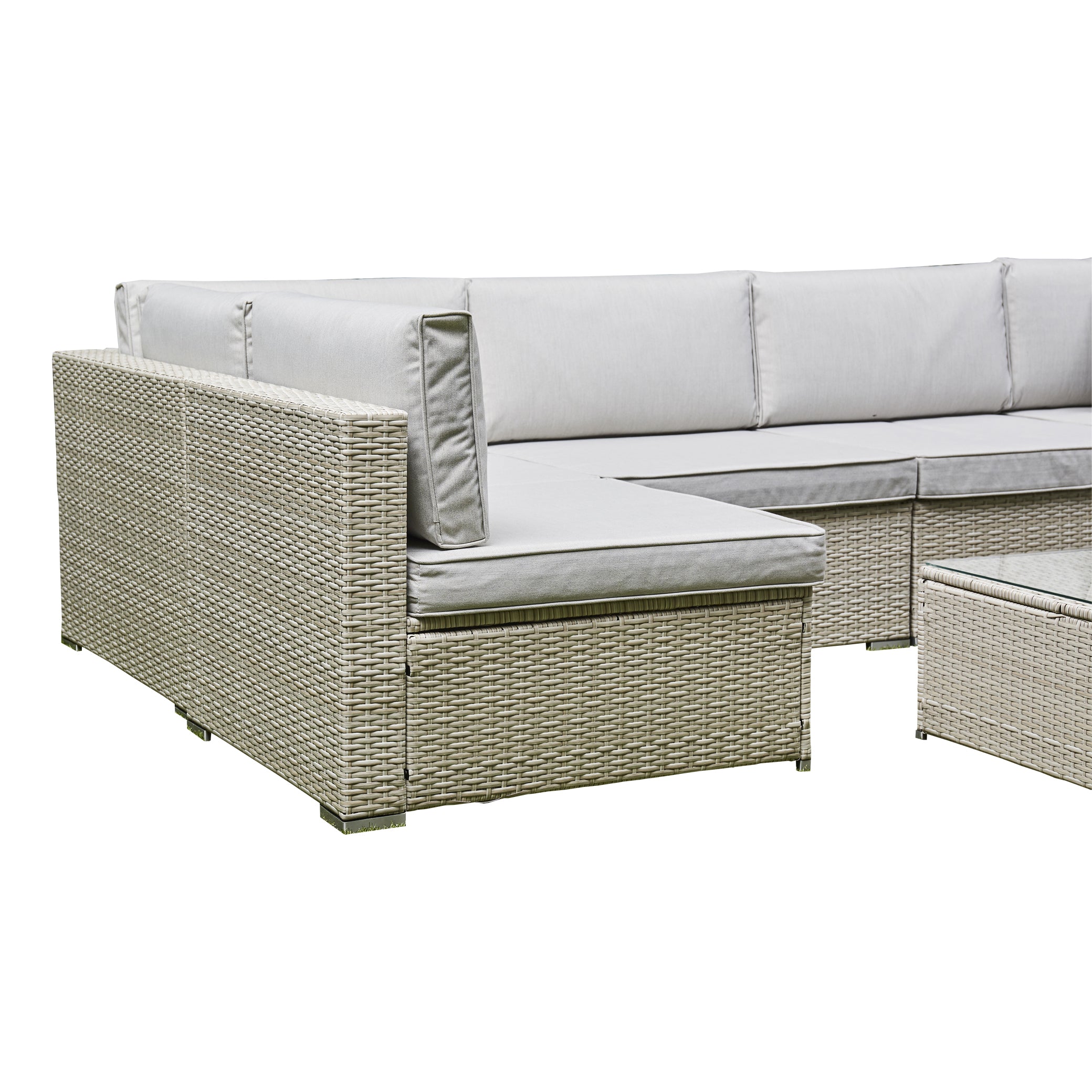 Hampton U Shaped Rattan Lounge Set With Coffee Table