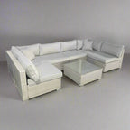 Hampton U Shaped Rattan Lounge Set With Coffee Table