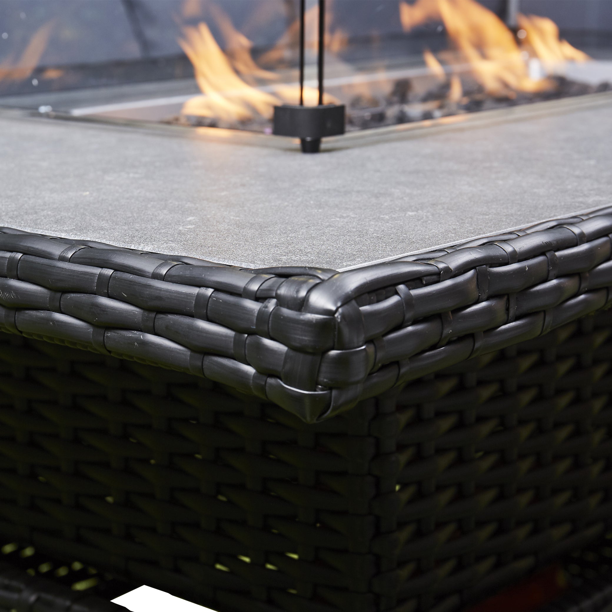 Monaco Rattan Corner Sofa Firepit Adjustable Table And Two Stools