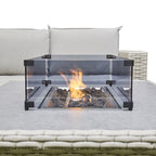 Sorrento Rattan Corner Sofa And Adjustable Fire Pit Table With Large And Small Bench