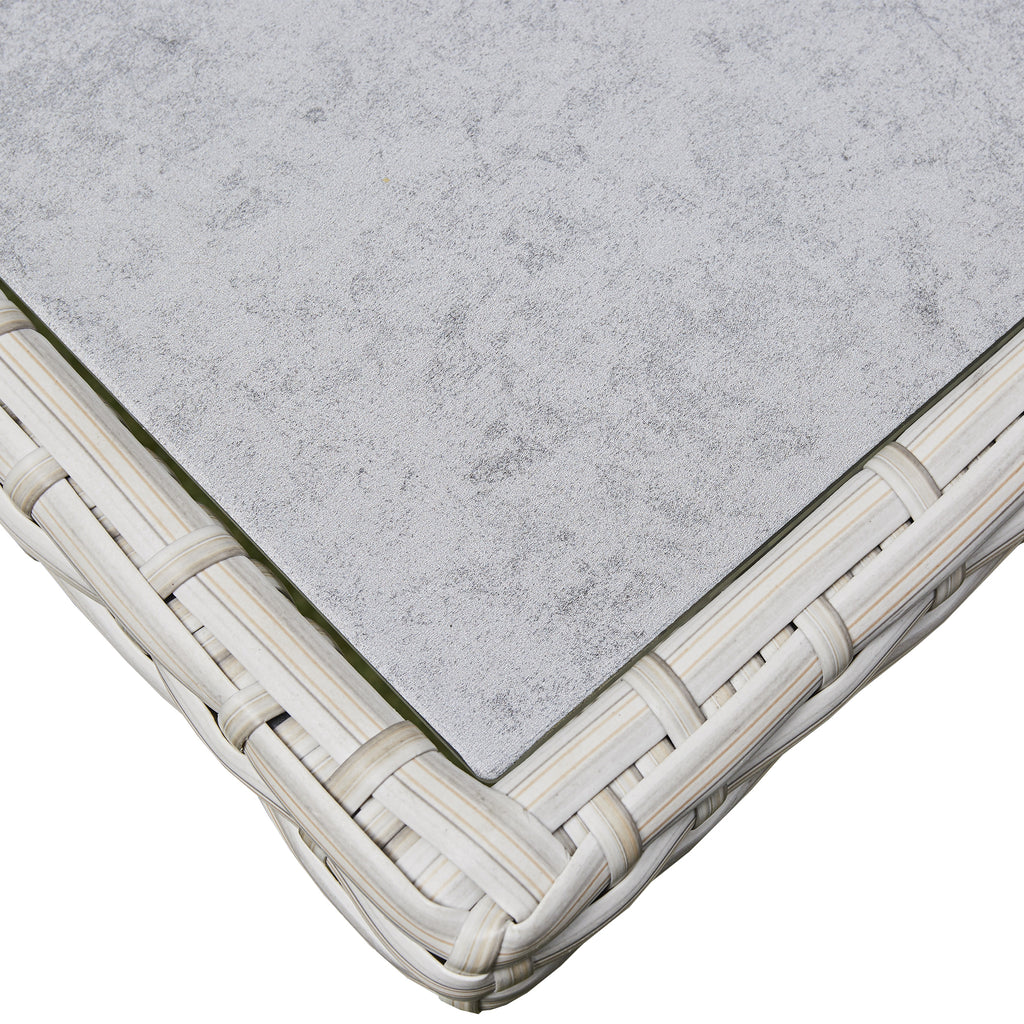 Sorrento Rattan Corner Sofa And Adjustable Fire Pit Table With Large And Small Bench