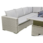 Sorrento Rattan Corner Sofa And Adjustable Fire Pit Table With Large And Small Bench
