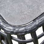 Bali Rattan Corner Sofa And Ceramic Coffee Table With Large And Small Stool