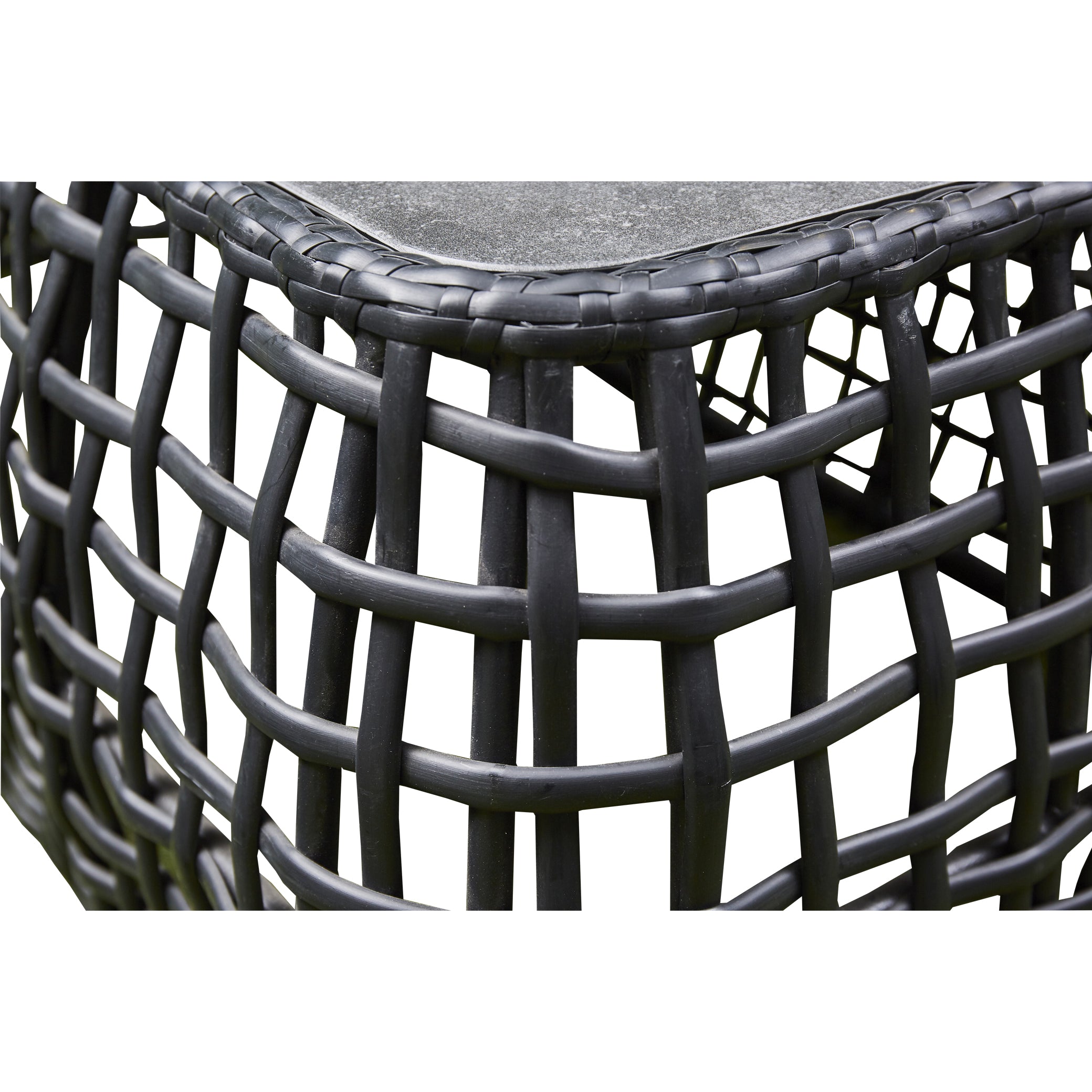 Bali Rattan Corner Sofa And Ceramic Coffee Table With Large And Small Stool