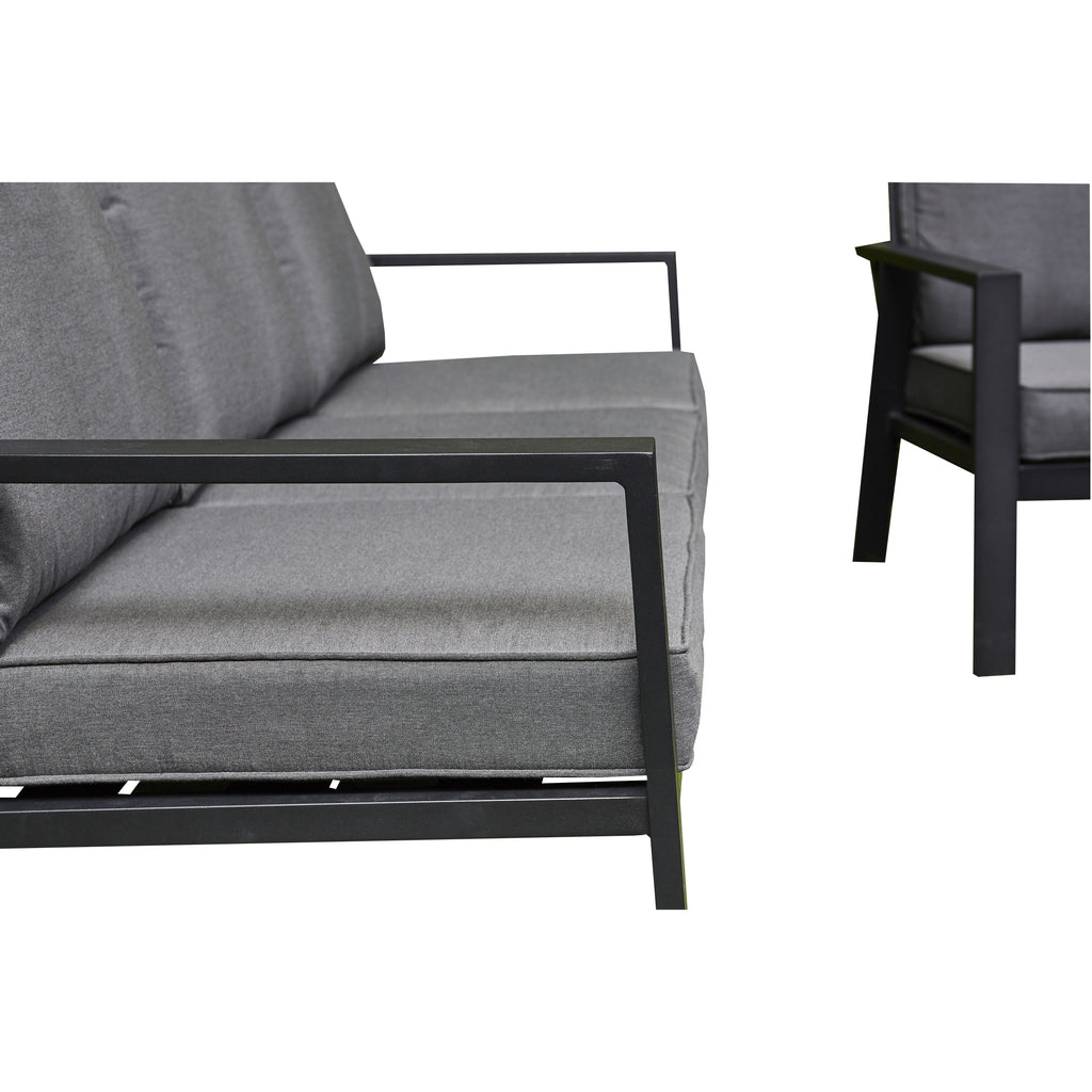 Paris Aluminium Garden Fire Pit Dining Table Two Benches And Two Arm Chairs