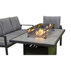 Paris Aluminium Garden Fire Pit Dining Table Two Benches And Two Arm Chairs