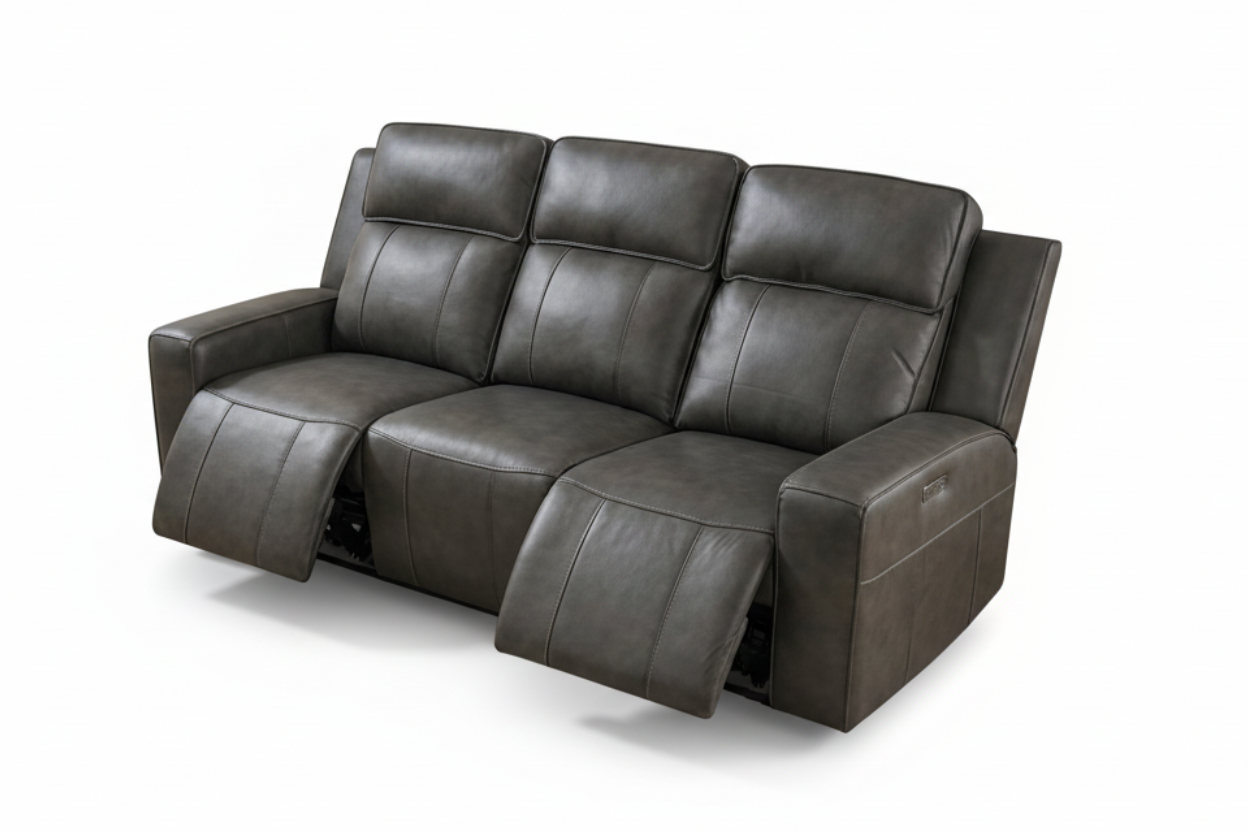 Barcelona Electric Recliner Sofa Grey 3 Seater