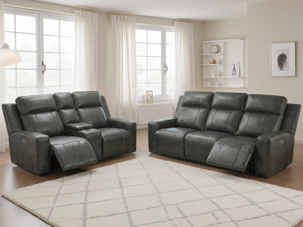 Barcelona Electric Recliner Sofa Grey 2 Seater