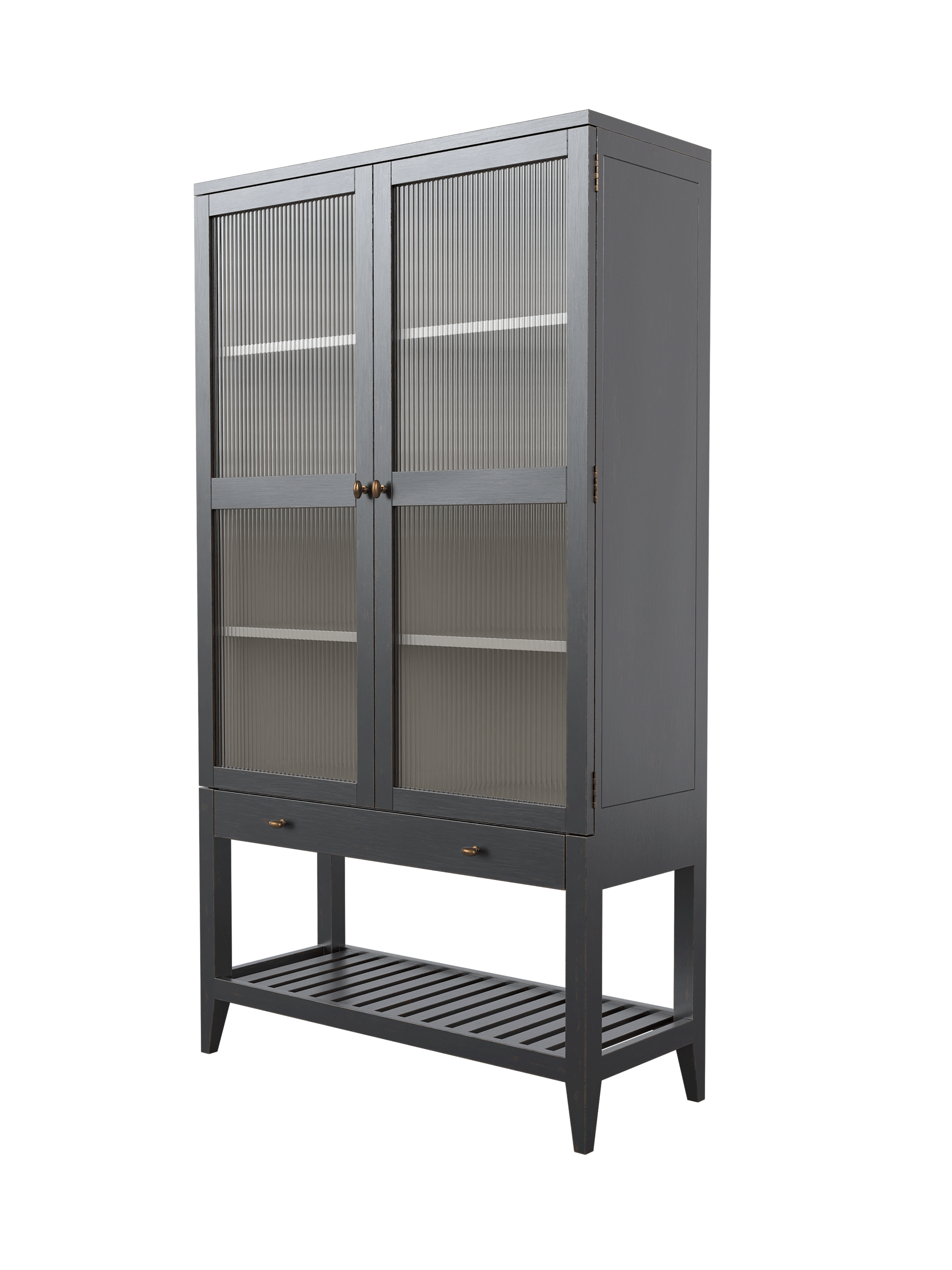 Barwick Charcoal & Soft Natural 2 Door 1 Drawer Glazed Cabinet