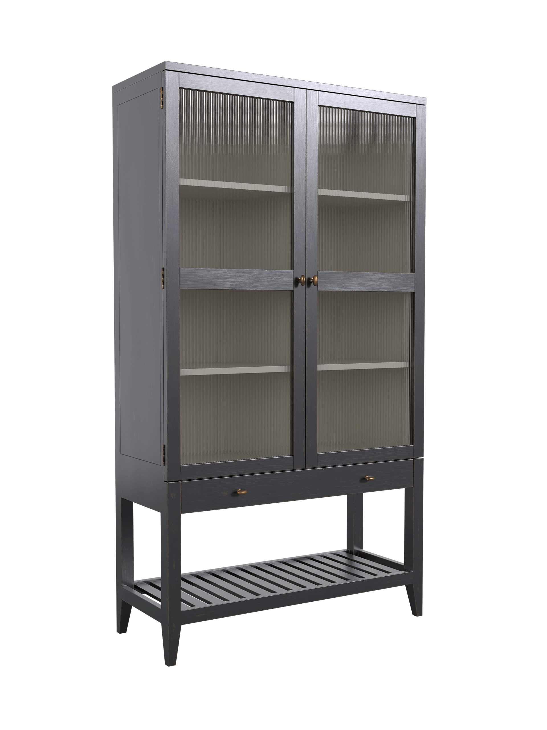 Barwick Charcoal & Soft Natural 2 Door 1 Drawer Glazed Cabinet