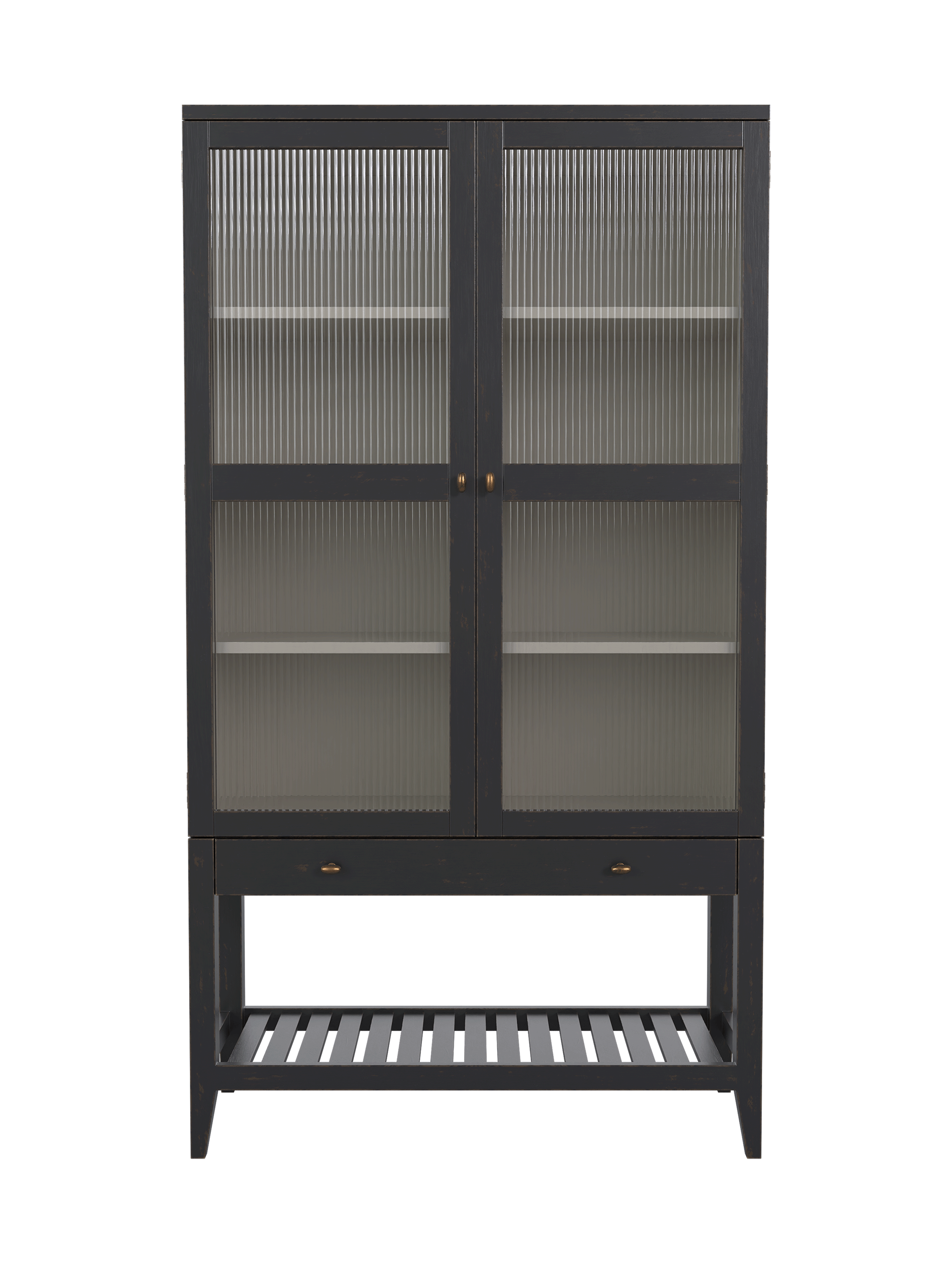 Barwick Charcoal & Soft Natural 2 Door 1 Drawer Glazed Cabinet