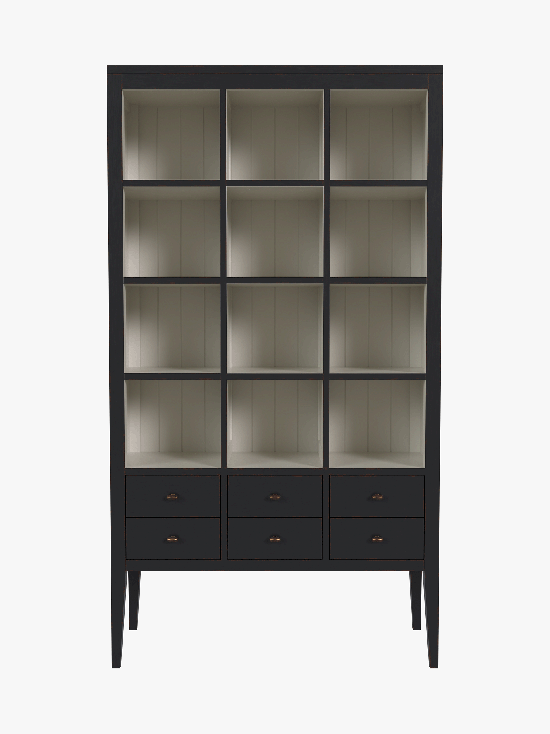 Barwick Charcoal & Soft Natural 6 Drawer Triple Bookcase