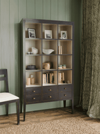 Barwick Charcoal & Soft Natural 6 Drawer Triple Bookcase