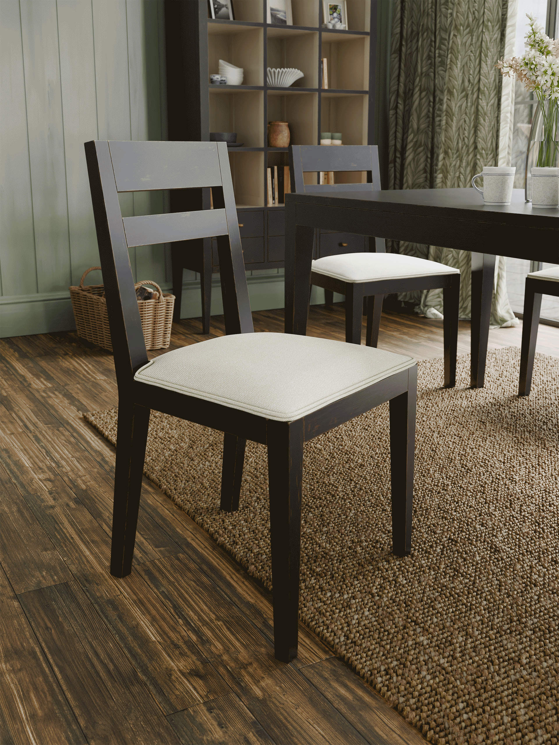 Barwick Charcoal & Soft Natural Pair Of Dining Chairs