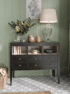 Barwick Charcoal & Soft Natural 6 Drawer Low Bookcase