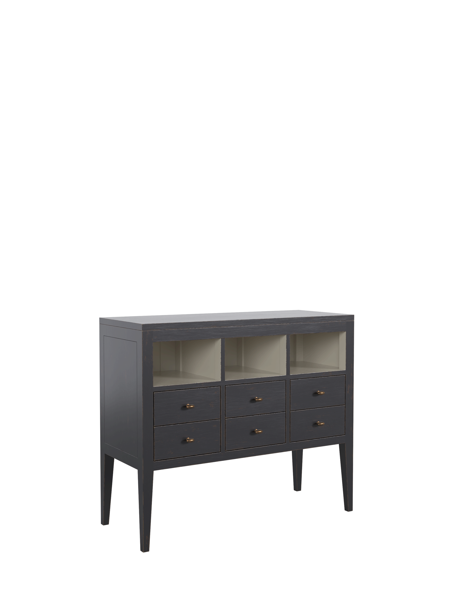 Barwick Charcoal & Soft Natural 6 Drawer Low Bookcase