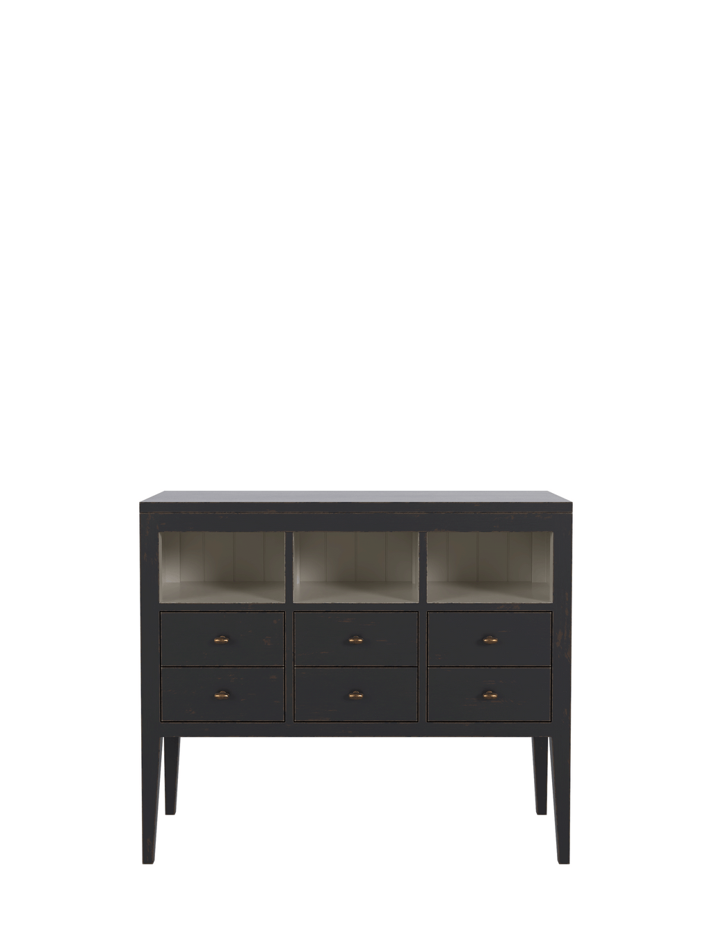 Barwick Charcoal & Soft Natural 6 Drawer Low Bookcase