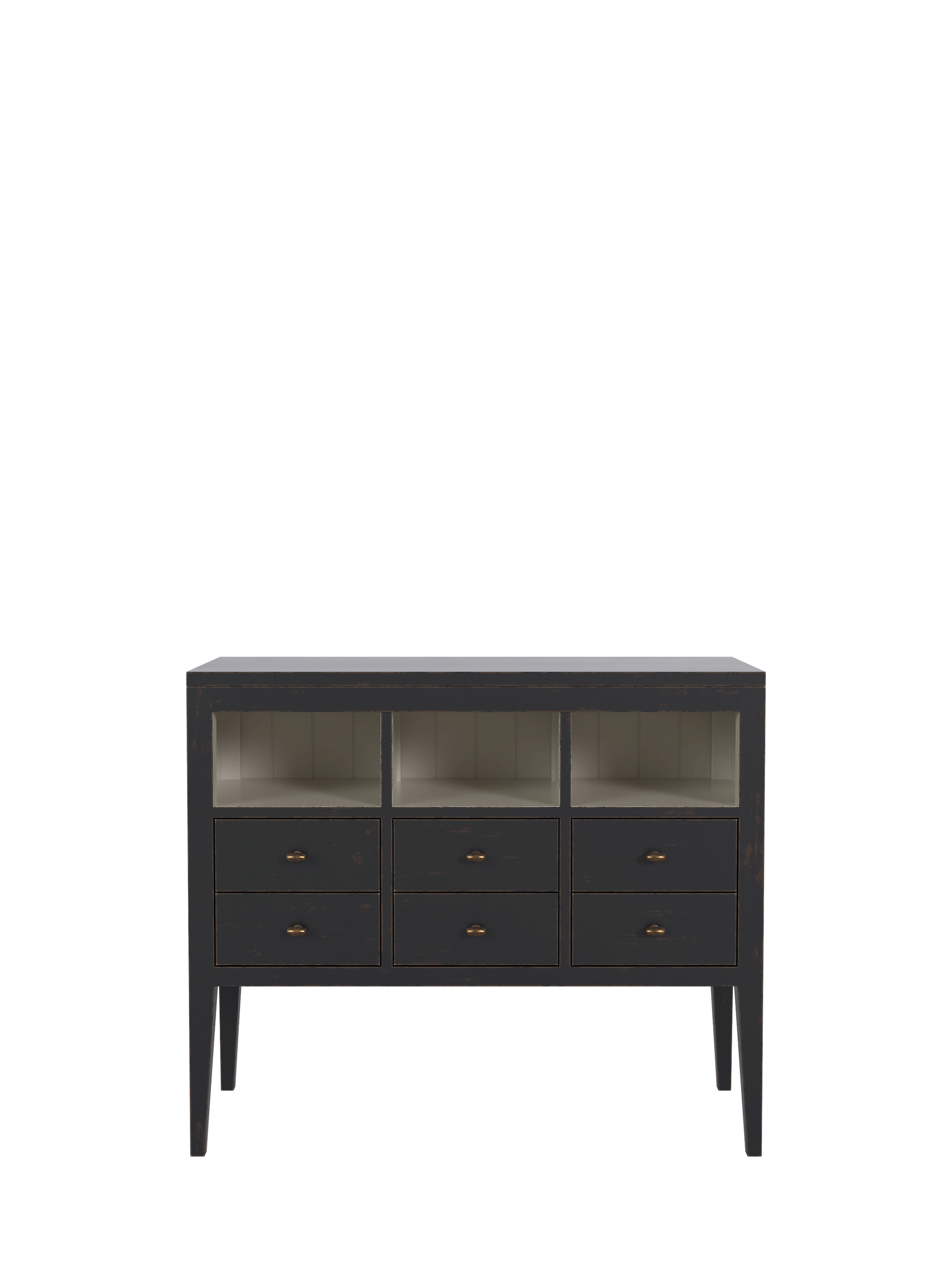 Barwick Charcoal & Soft Natural 6 Drawer Low Bookcase