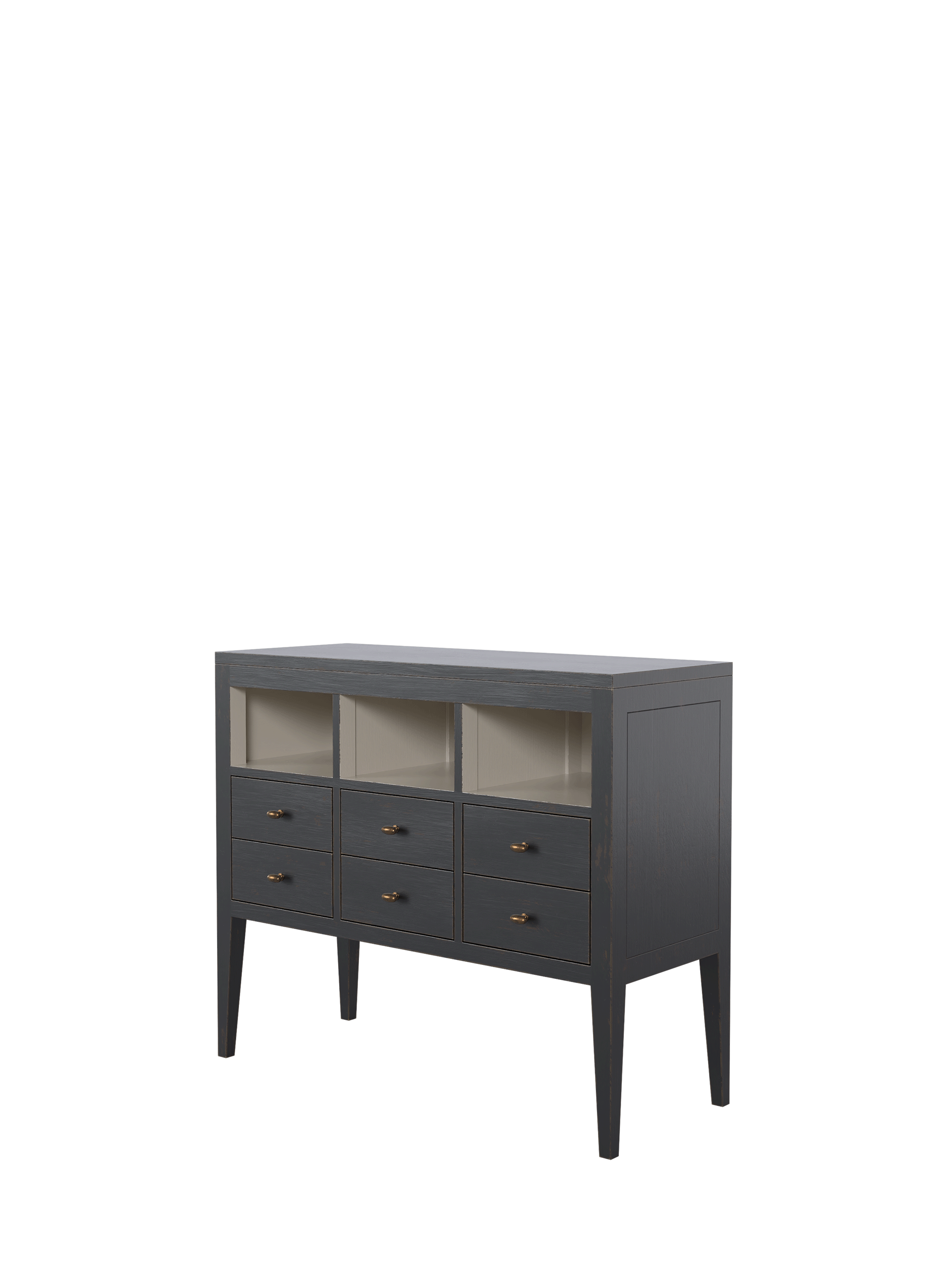 Barwick Charcoal & Soft Natural 6 Drawer Low Bookcase