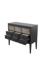 Barwick Charcoal & Soft Natural 6 Drawer Low Bookcase