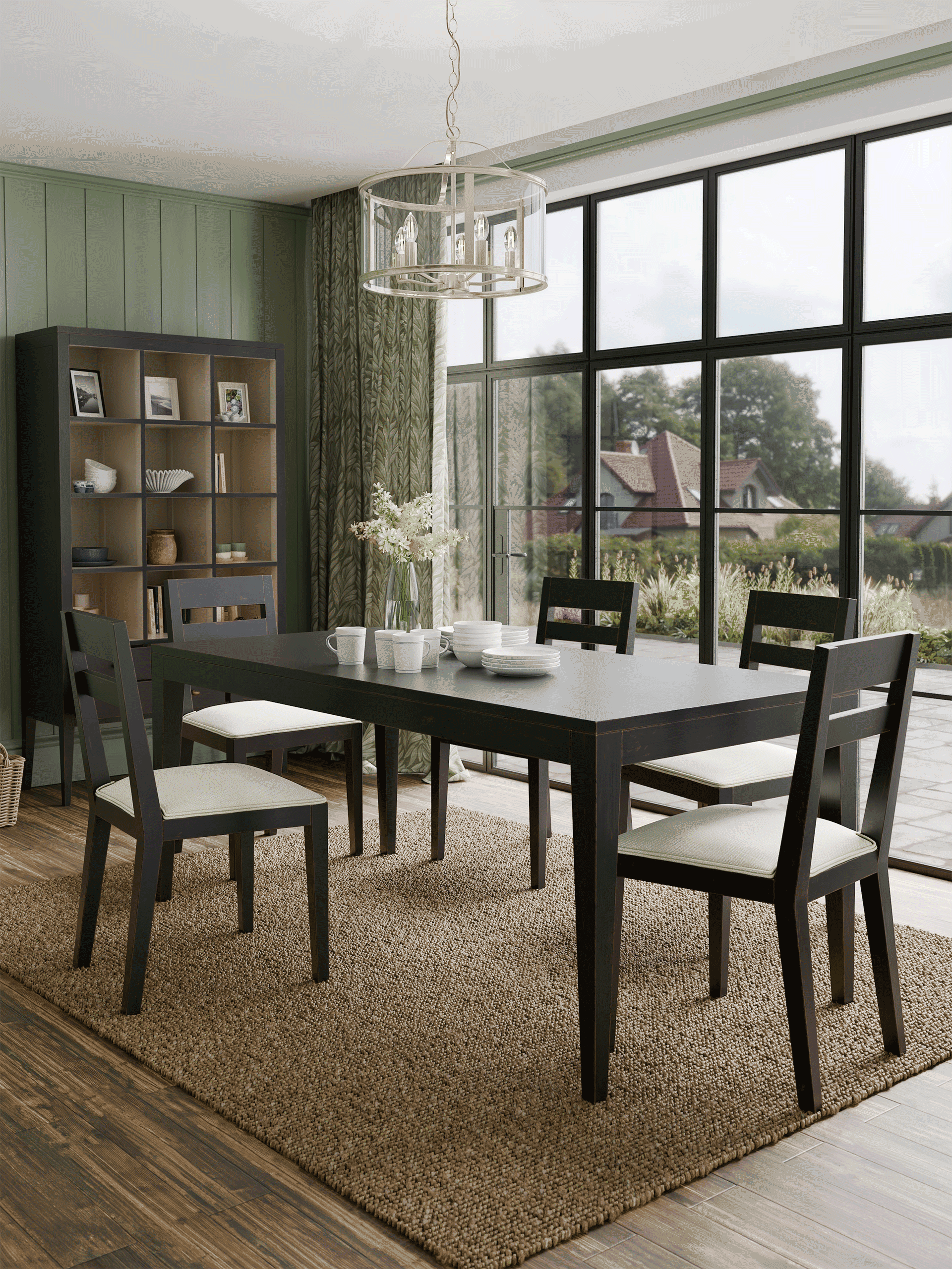 Barwick Charcoal & Soft Natural Fixed Dining Table