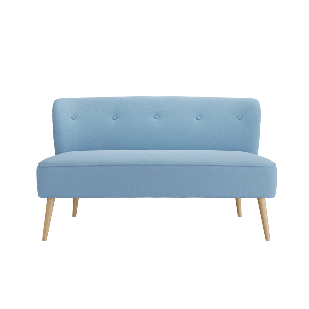 BEAU 2 SEATER SOFA CORNFLOWER BLUE / BLONDE WOOD