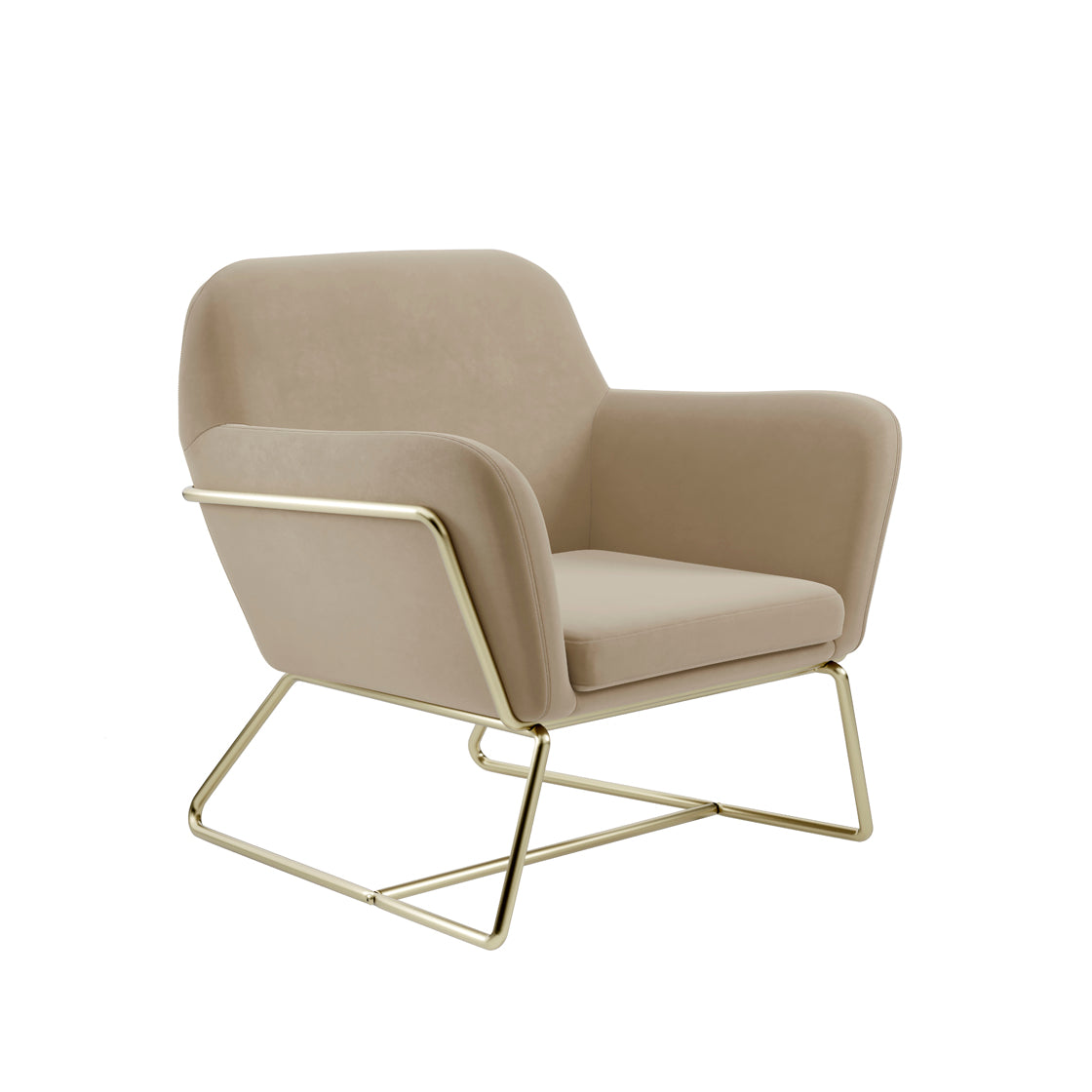 CHARLES ARMCHAIR BEIGE VELVET / BRUSHED GOLD