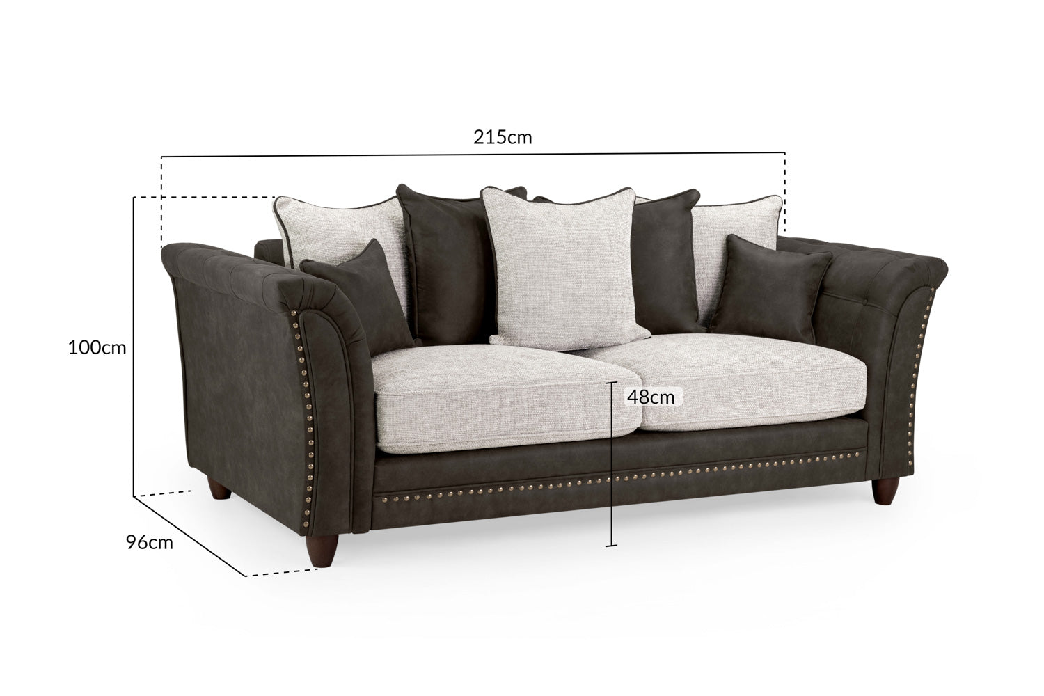 Bella Sofa Scatter Back Grey 3 Seater