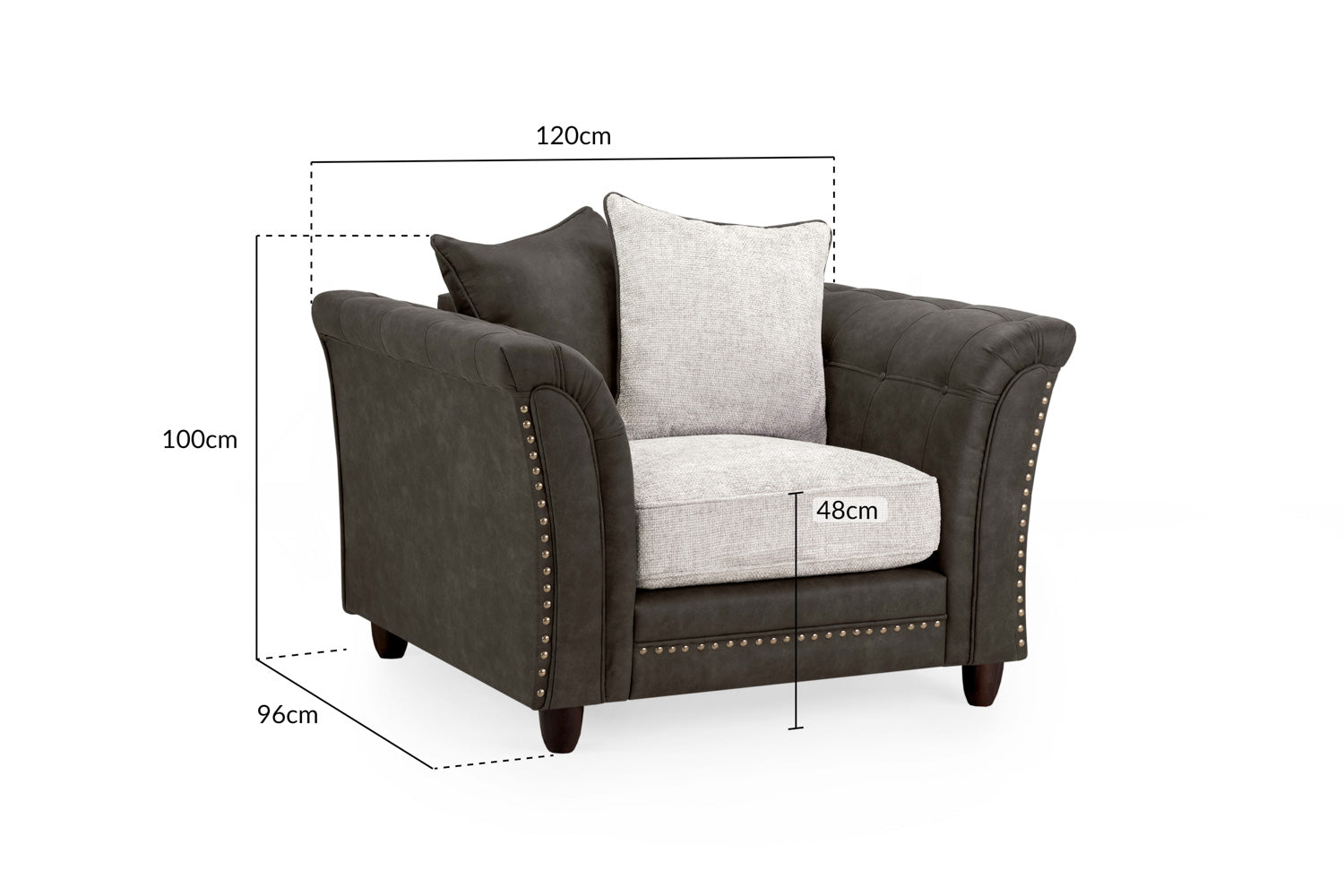 Bella Sofa Scatter Back Grey Armchair