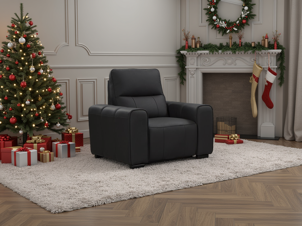 Bellagio Genuine Leather Electric Recliner Sofa Black Armchair