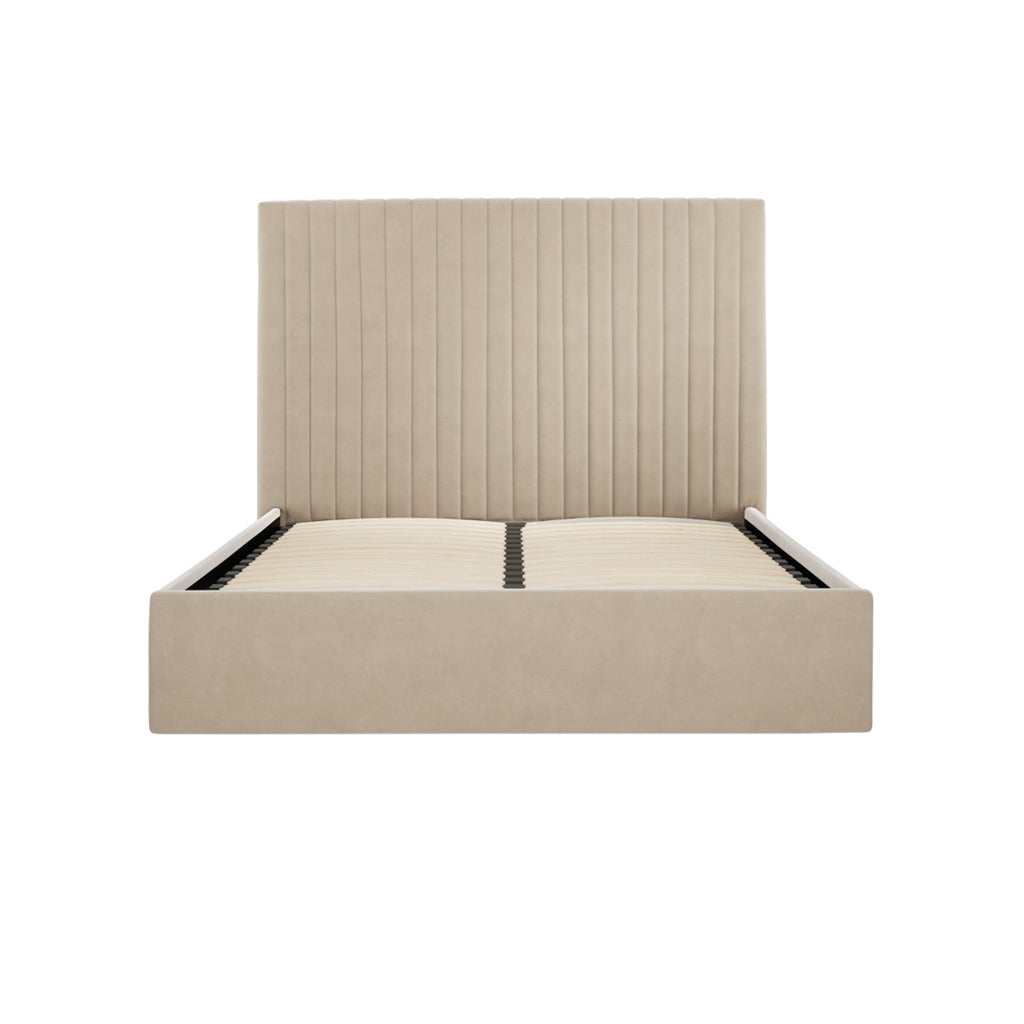 BERLIN BEIGE TALL OTTOMAN KING SIZE BED