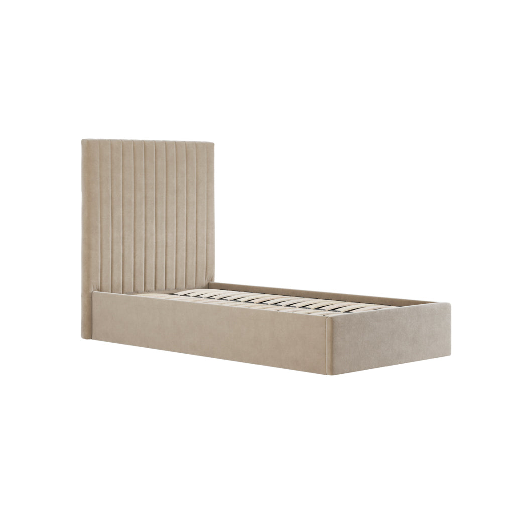 BERLIN BEIGE TALL OTTOMAN SINGLE BED