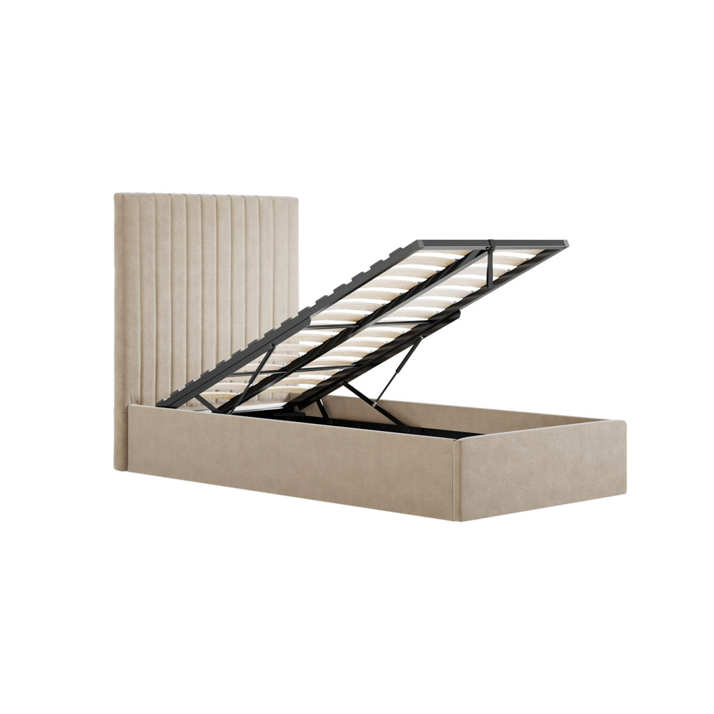 BERLIN BEIGE TALL OTTOMAN SINGLE BED