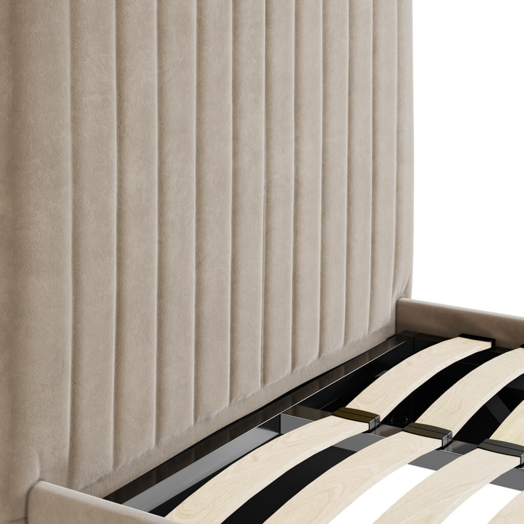 BERLIN BEIGE TALL OTTOMAN SINGLE BED