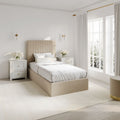 BERLIN BEIGE TALL OTTOMAN SINGLE BED