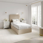BERLIN BEIGE TALL OTTOMAN SINGLE BED