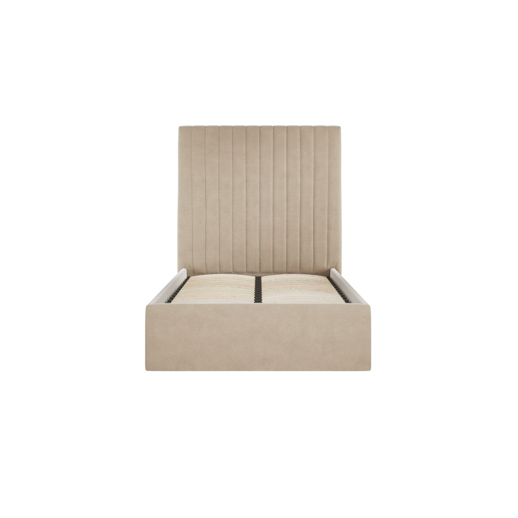 BERLIN BEIGE TALL OTTOMAN SINGLE BED