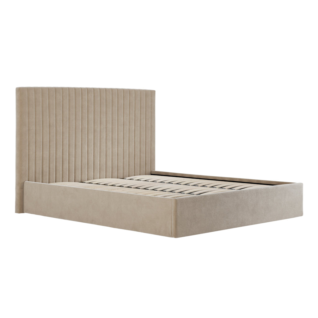 BERLIN BEIGE TALL OTTOMAN SUPER KING SIZE BED