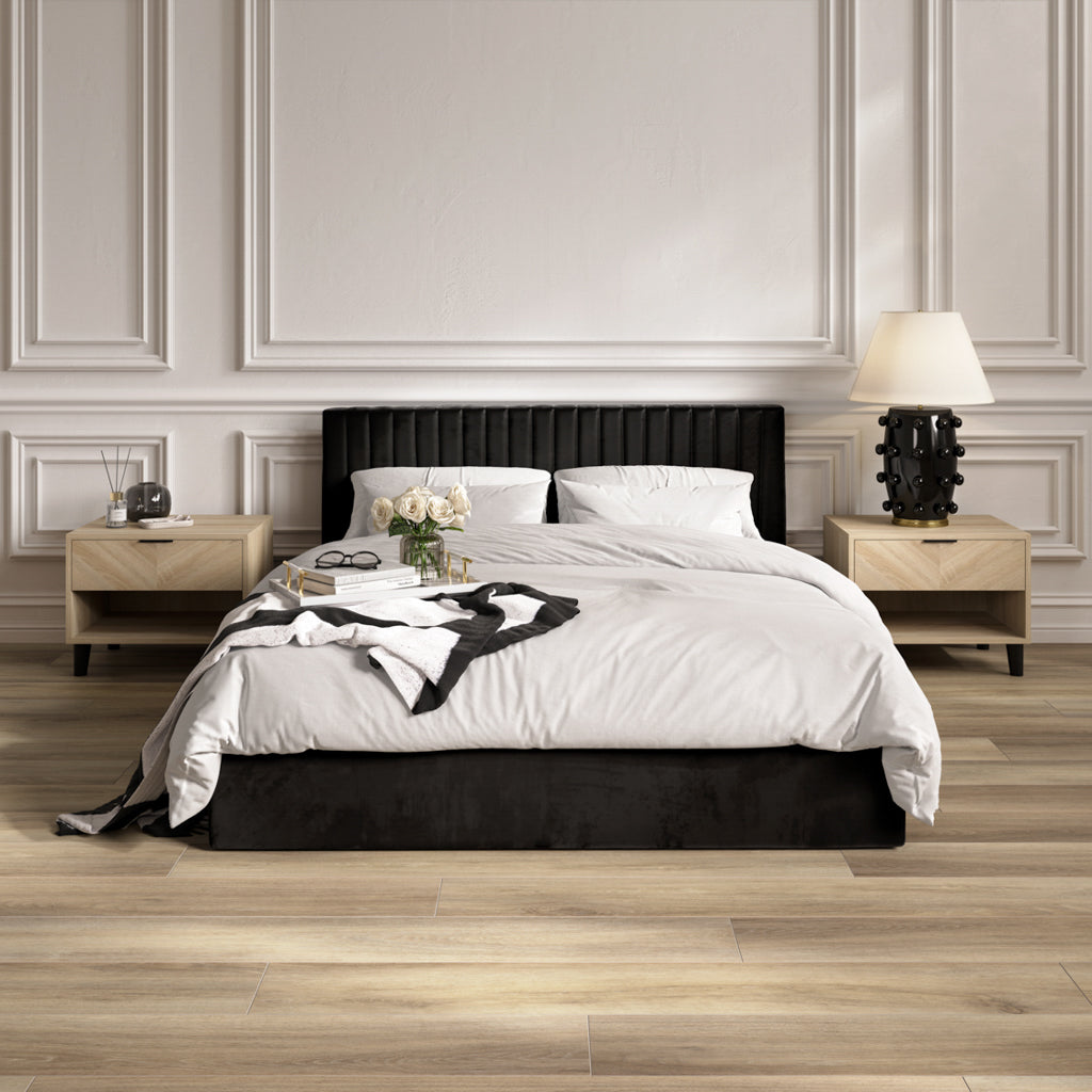 BERLIN BLACK OTTOMAN DOUBLE BED
