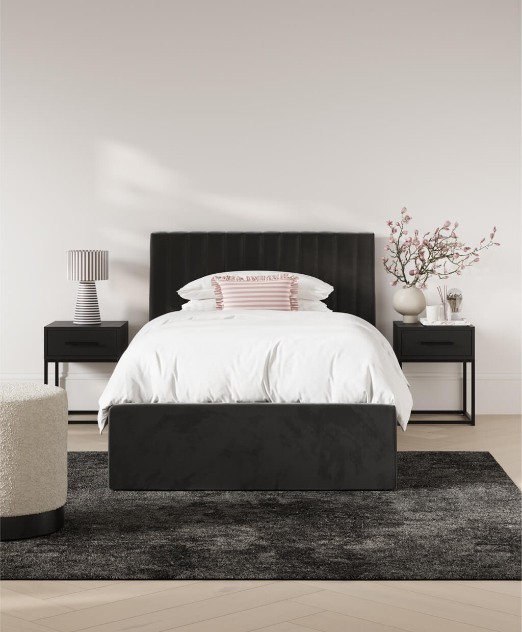 BERLIN BLACK OTTOMAN SINGLE BED