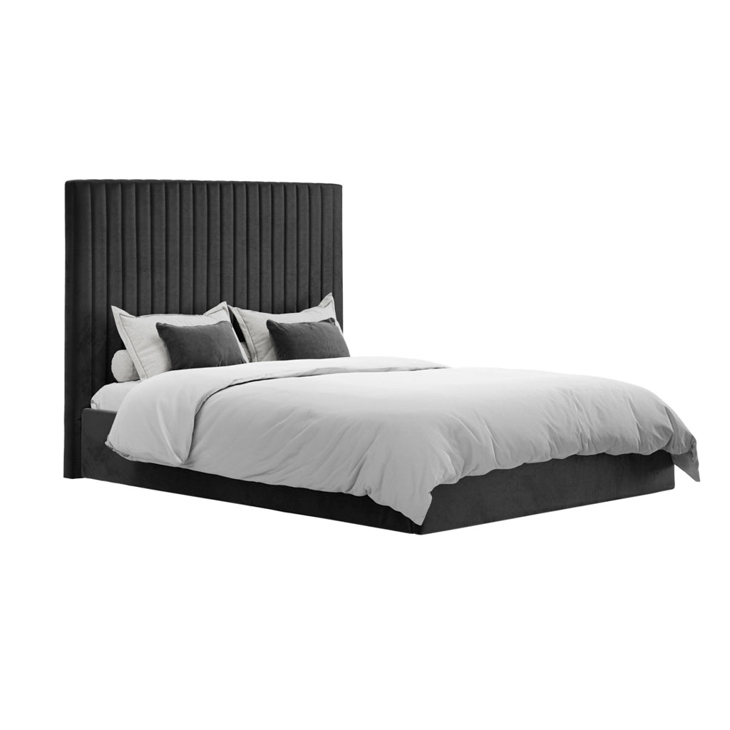 BERLIN BLACK TALL OTTOMAN DOUBLE BED
